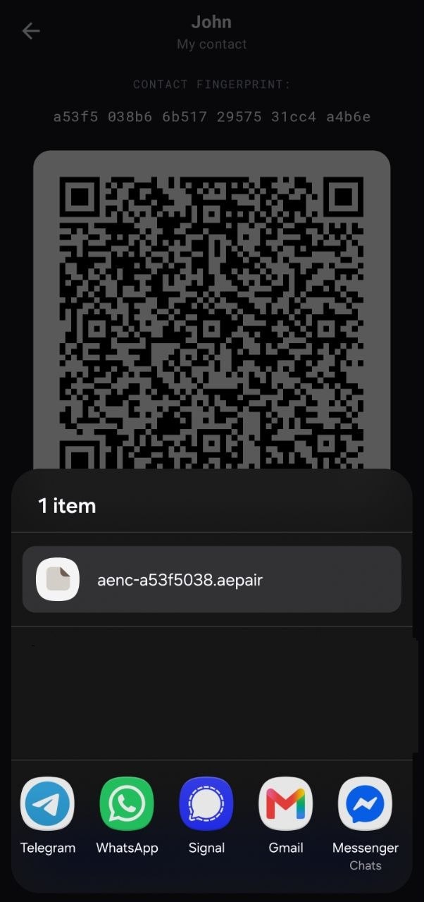 Share the aepair file through any app