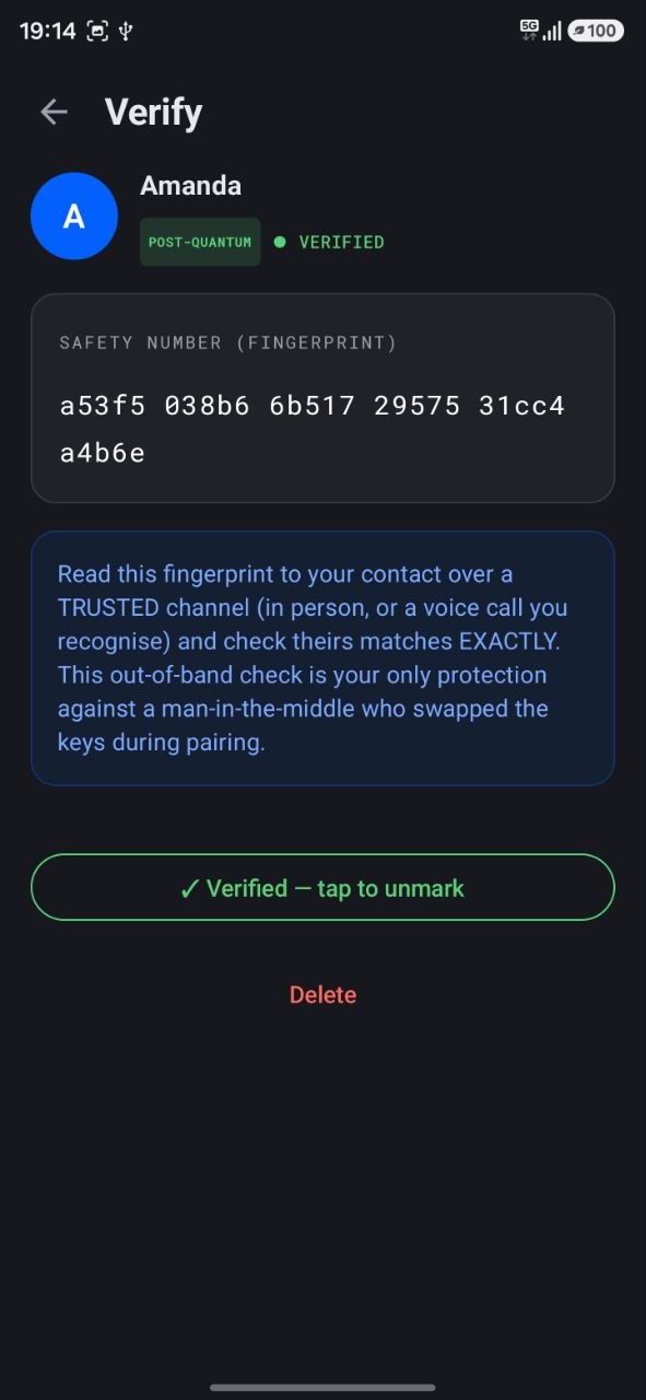 Verify screen marked verified